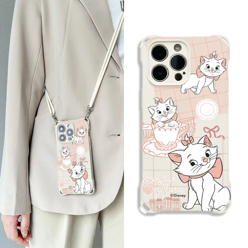 Disney Silicone Material Marie Cat, Cute, Backpack Style Phone Cases Compatibility With Apple 16/15/Plus/14/13/Pro/Max-1