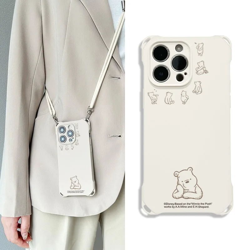 Disney Silicone Material Cartoon Winnie Crossbody Phone Cases Compatible With Apple 16 Pro Max/Pro/Plus/15/14/13-3