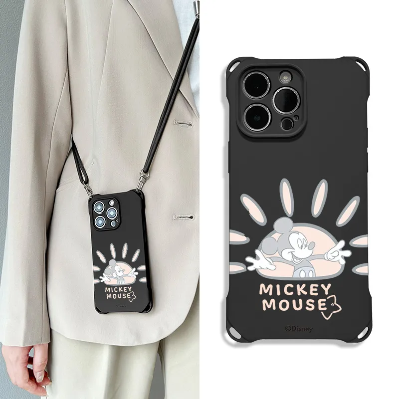 Disney Silicone Material Cute Crossbody Lanyard Mickey Phone Cases Compatible With Apple 16 Pro Max/Pro/Plus/15/14/13-11