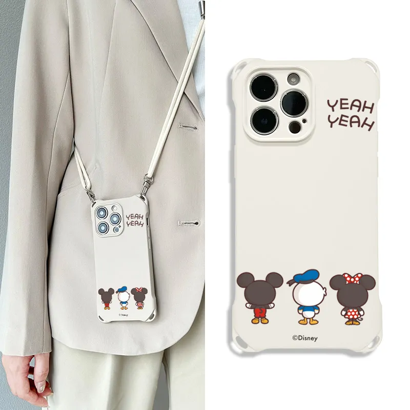 Disney Silicone Material Square Lanyard Backpack Style Phone Cases Compatible With Apple 16 Pro Max/Pro/Plus/15/14/13-1