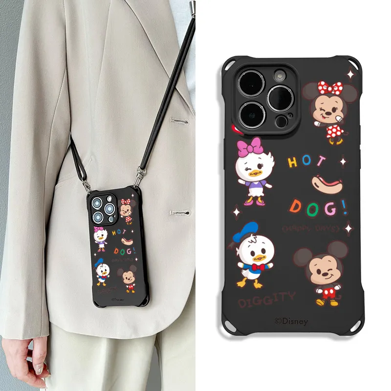 Disney Silicone Material Square Lanyard High-End Cute Phone Cases Compatible With Apple 16 Pro Max/Pro/Plus/15/14/13-9