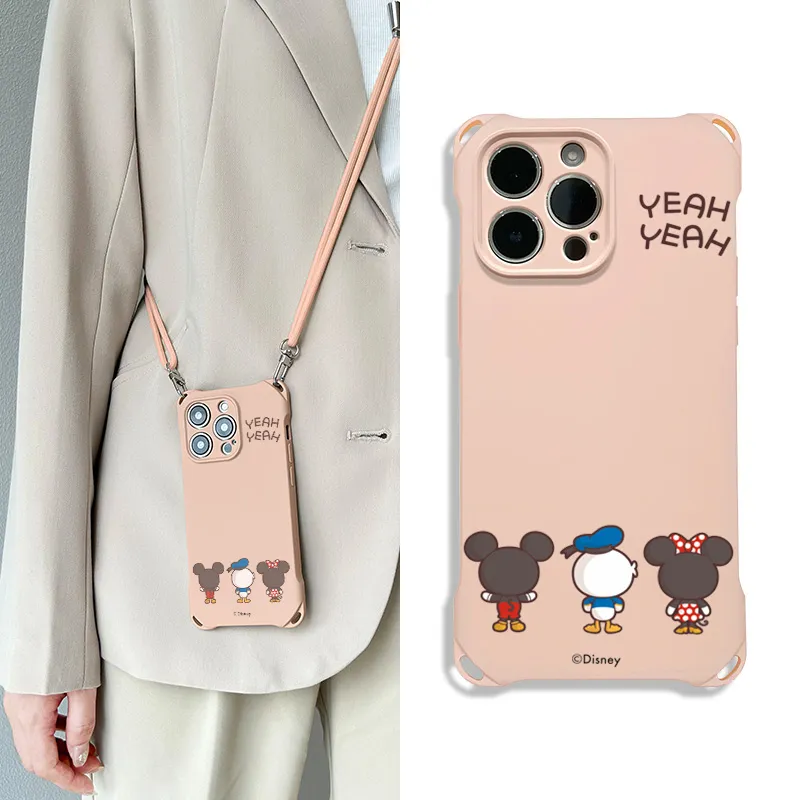 Disney Silicone Material Square Lanyard Backpack Style Phone Cases Compatible With Apple 16 Pro Max/Pro/Plus/15/14/13-13
