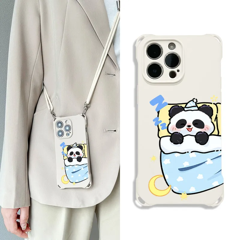 Sen Dog Silicone Material Square Lanyard Niche Cute Phone Cases Compatible With Apple 16 Pro Max/Pro/Plus/15/14/13-3