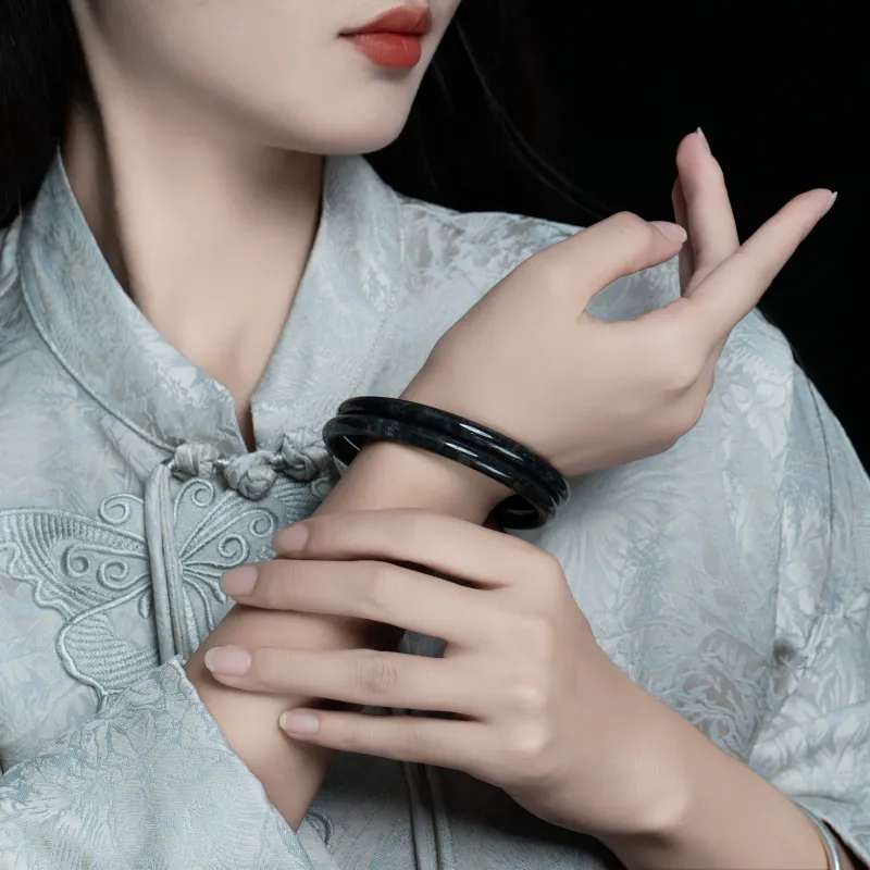 SIYIJIA Bean Type Jadeite Bangles Unisex-5