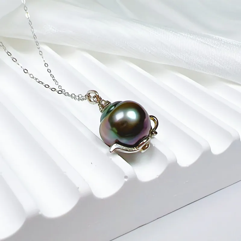 SIYIJIA Saltwater Pearl Necklaces Unisex Peacock Green-1