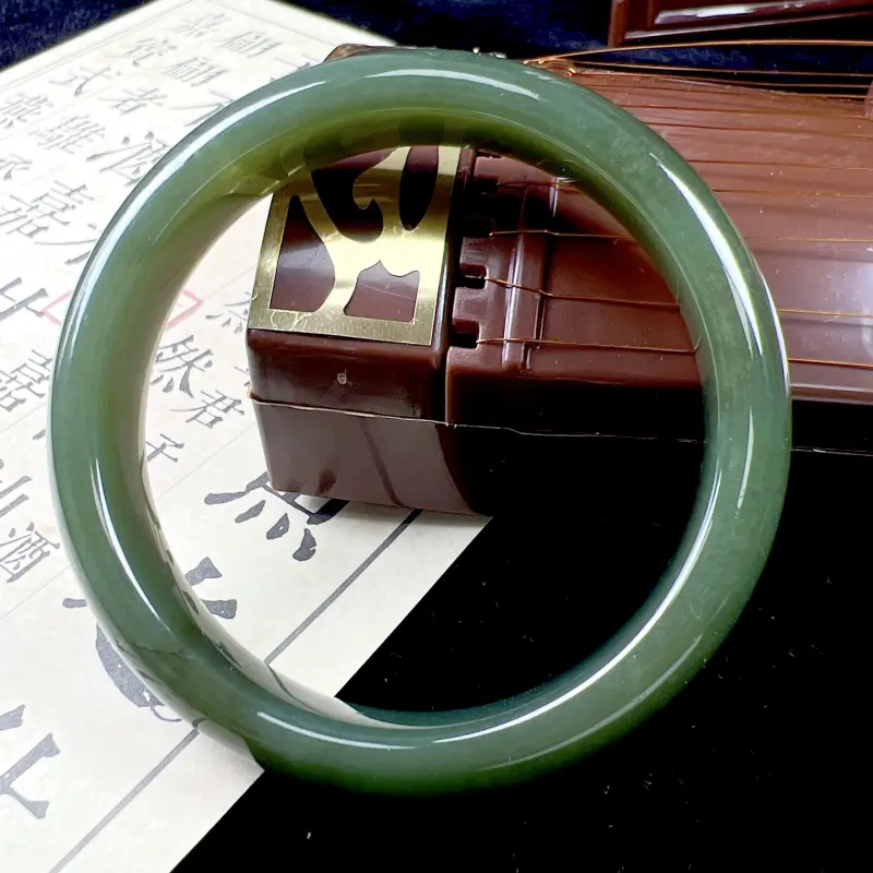 SIYIJIA Hetian Jade Bangles Green Jade Women's-4
