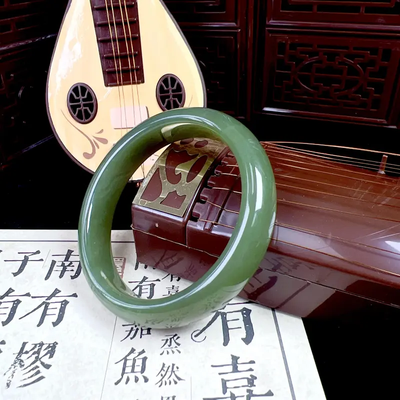 SIYIJIA Hetian Jade Bangles Green Jade Women's-3