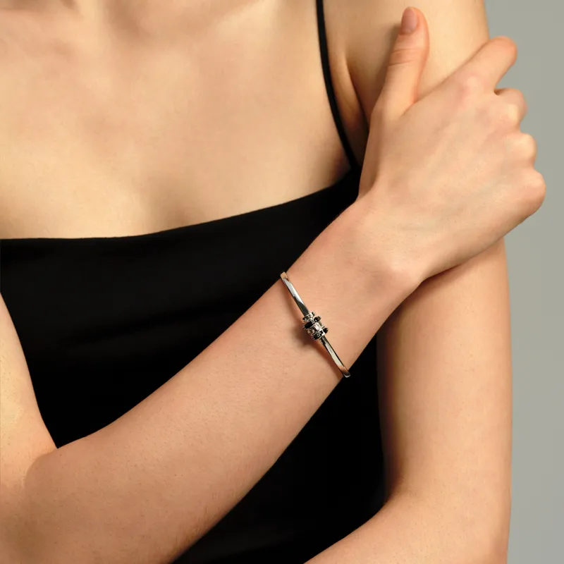 OINICIO White Gold Plated Copper Bangles Unisex-1
