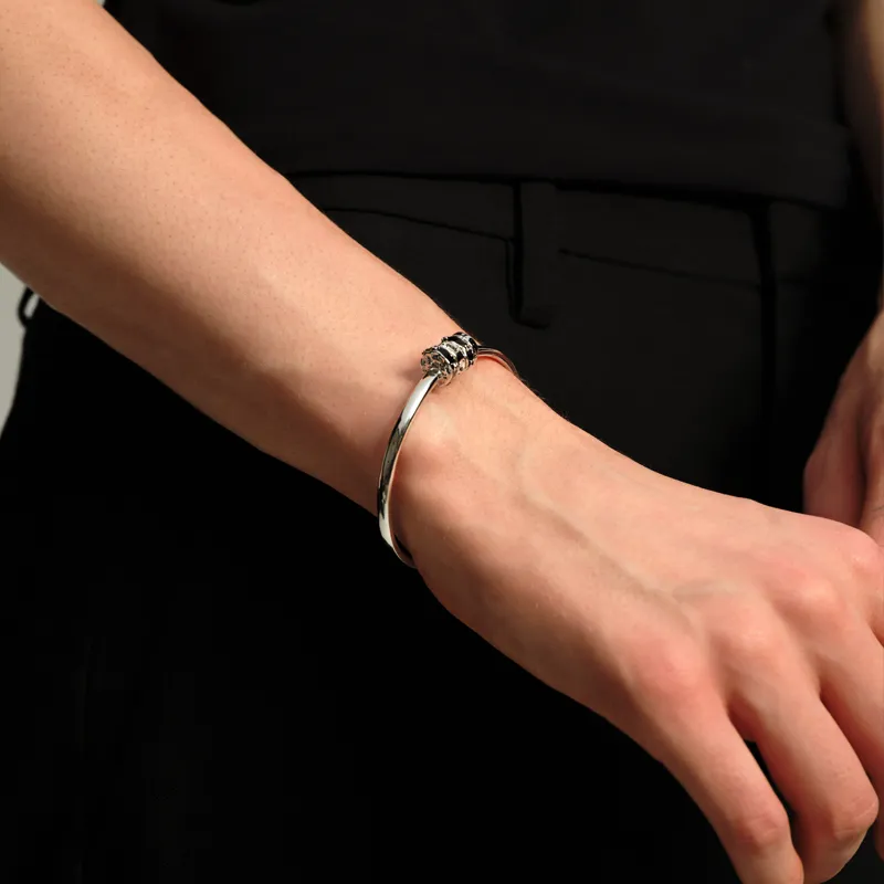 OINICIO White Gold Plated Copper Bangles Unisex-3