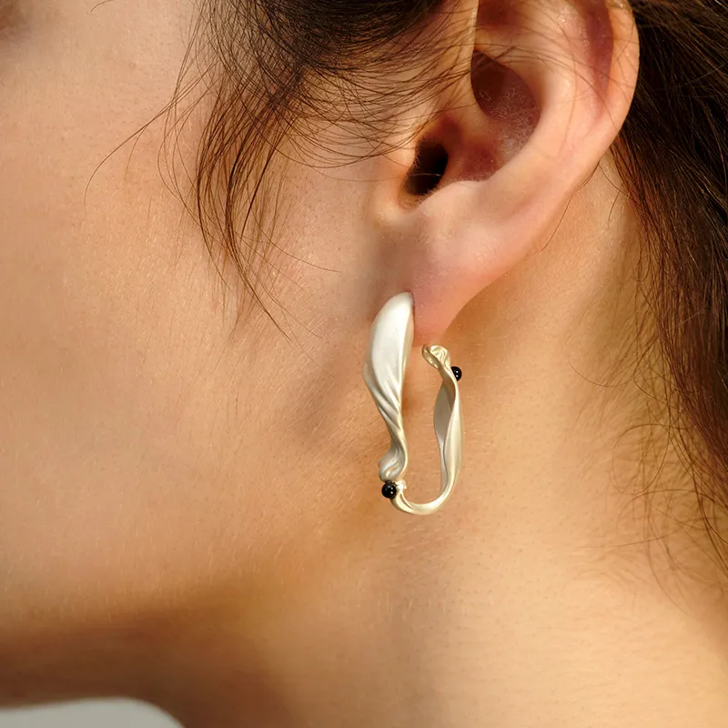 OINICIO Agate 925 Sterling Silver Hoop Earrings Unisex-1