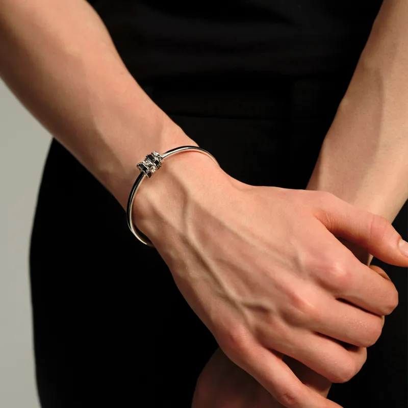 OINICIO White Gold Plated Copper Bangles Unisex-2