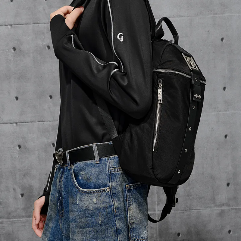 BABAMA Microfiber Synthetic Leather Backpack Regular Unisex Black-3