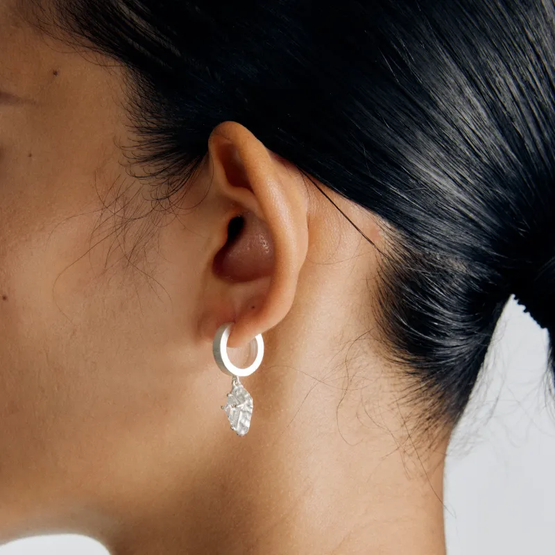 Empress 47 Concept 925 Sterling Silver Mountain Drop Hoop Earrings Unisex White-2