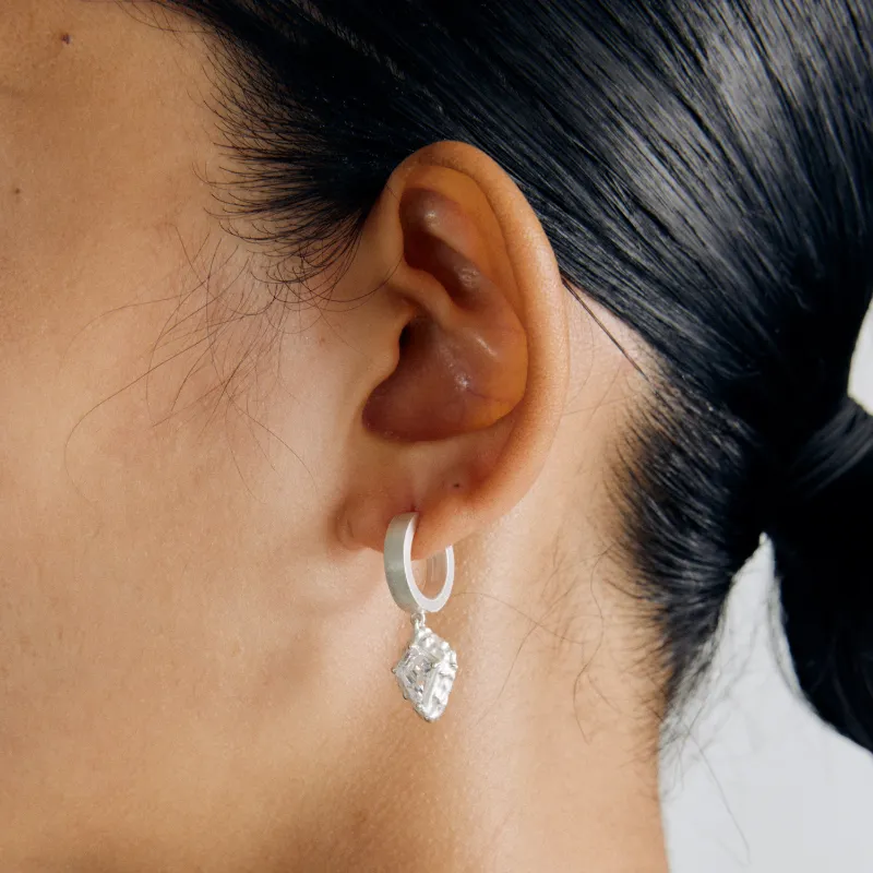 Empress 47 Concept 925 Sterling Silver Mountain Drop Hoop Earrings Unisex White-3