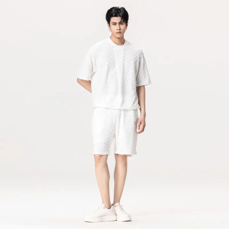 Pin Li Casual Shorts Men's White-6