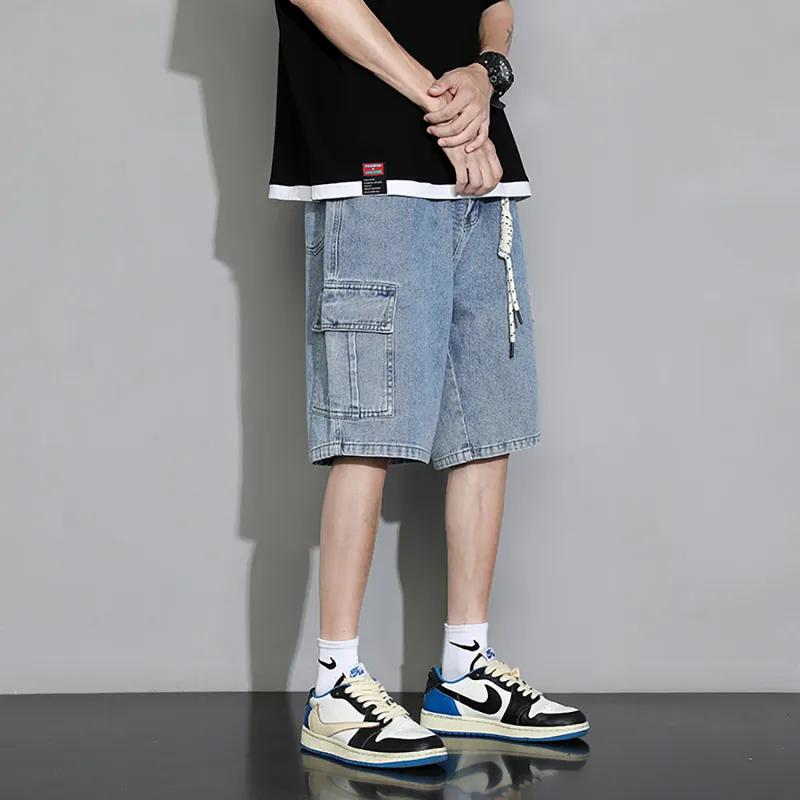 NONEVENT Denim Shorts Unisex Blue-7