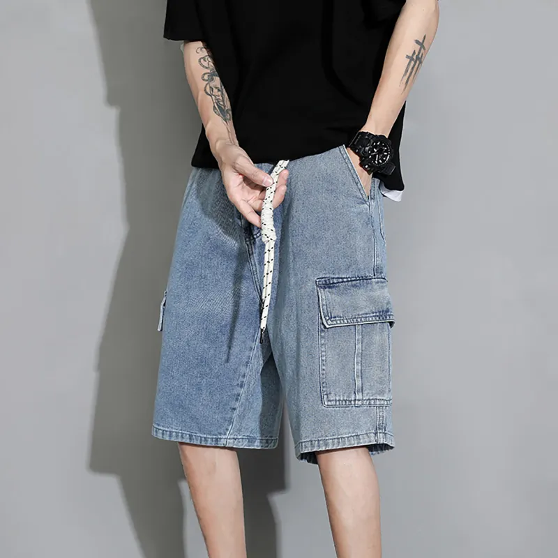 NONEVENT Denim Shorts Unisex Blue-5