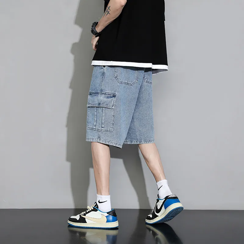 NONEVENT Denim Shorts Unisex Blue-4