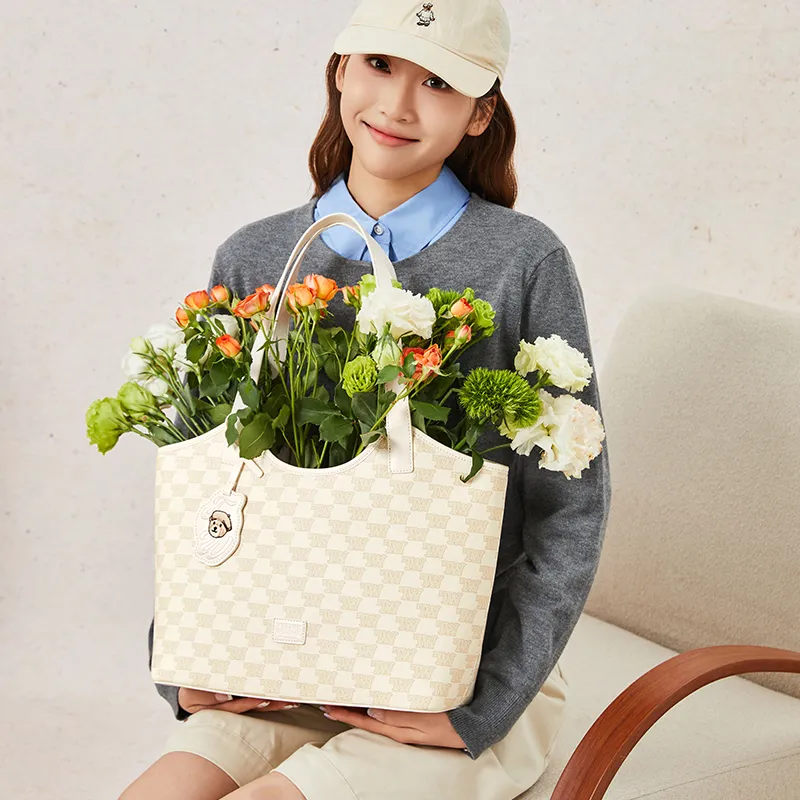 Teenie Weenie PU Tote Handbag, Shoulder Bag Women's Girly Pink/Almond White-11