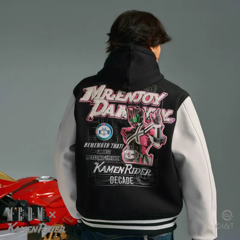 MEDM x JIAMIANQISHI,LIANMINGKUAN MEDMx Kamen Rider Collaboration Collection FW24 Baseball Jacket Unisex Black-2