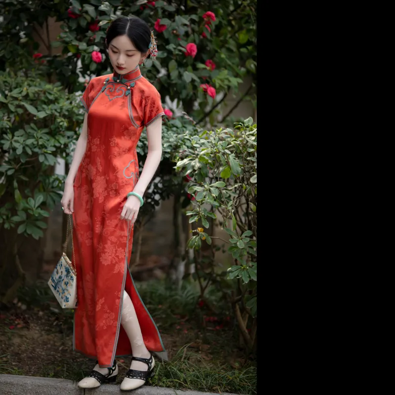 YICHENGFENGXU Cheongsam Women's Orange-2