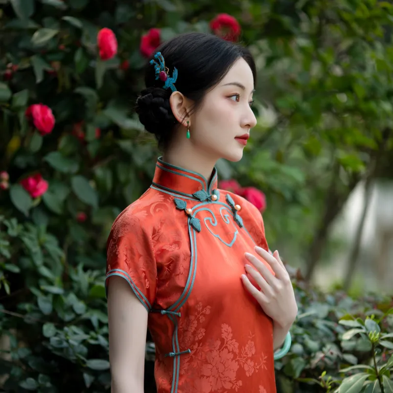 YICHENGFENGXU Cheongsam Women's Orange-3