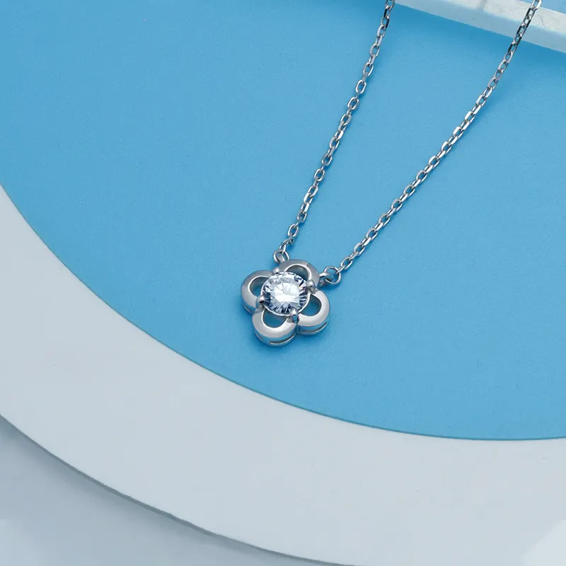 LOULANBOWUGUAN 925 Sterling Silver Zircon Necklaces Women's Silver Rose Gold-2
