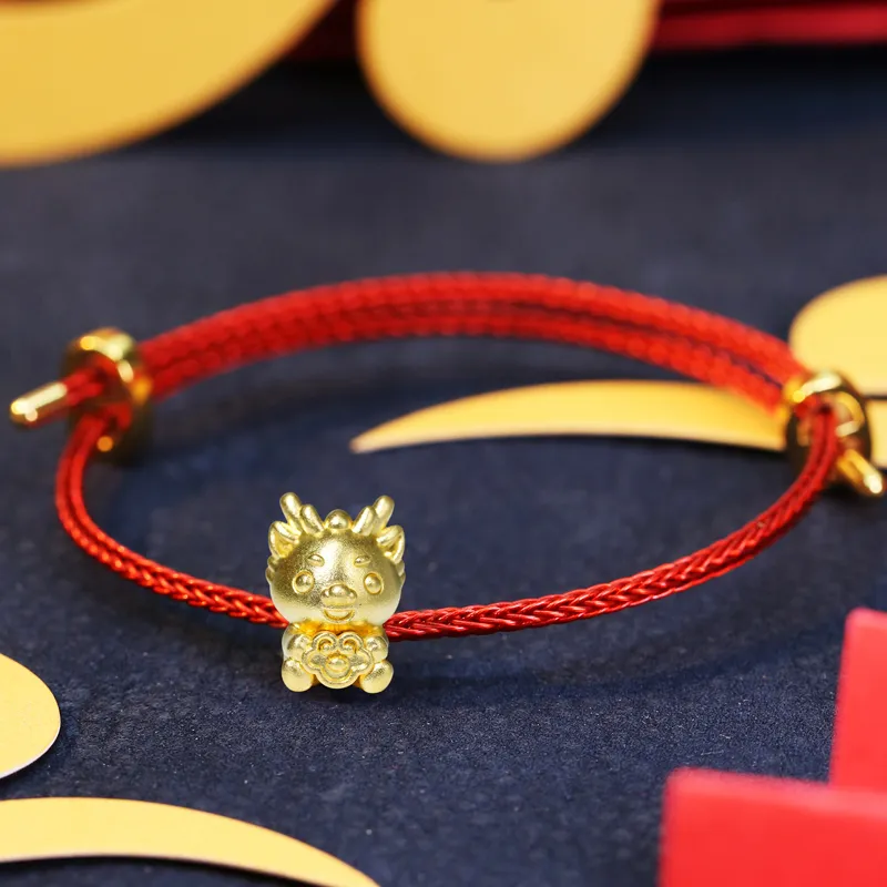 LOULANBOWUGUAN Chinese Fashion Trend Cultural Creativity Design 999 Solid Gold Fixed Price Gold Bracelet Unisex-1