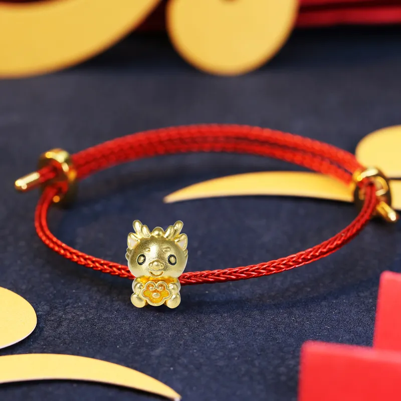 LOULANBOWUGUAN Chinese Fashion Trend Cultural Creativity Design 999 Solid Gold Fixed Price Gold Bracelet Unisex-4