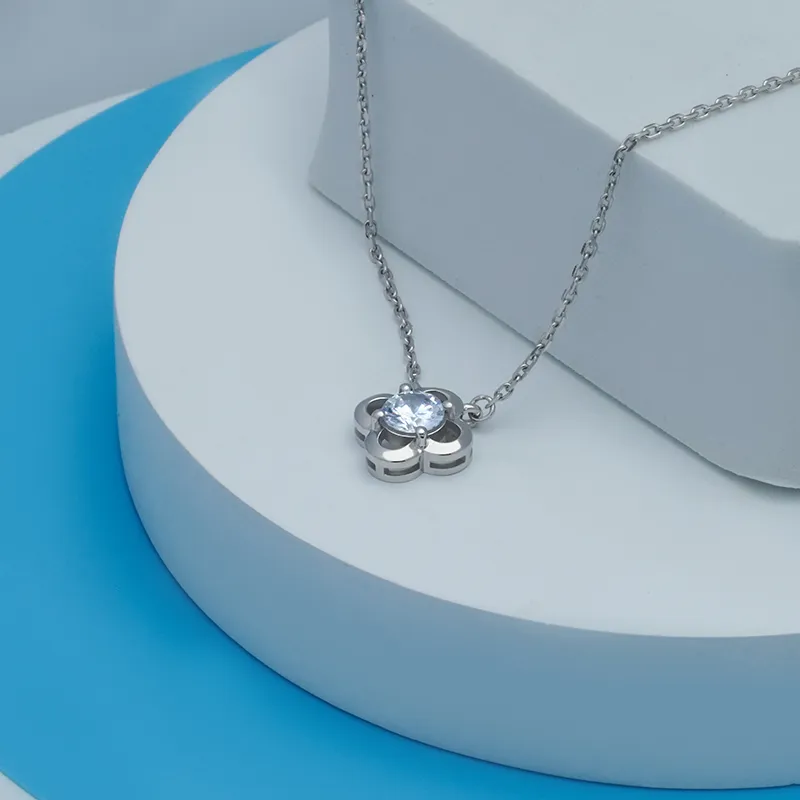 LOULANBOWUGUAN 925 Sterling Silver Zircon Necklaces Women's Silver Rose Gold-1