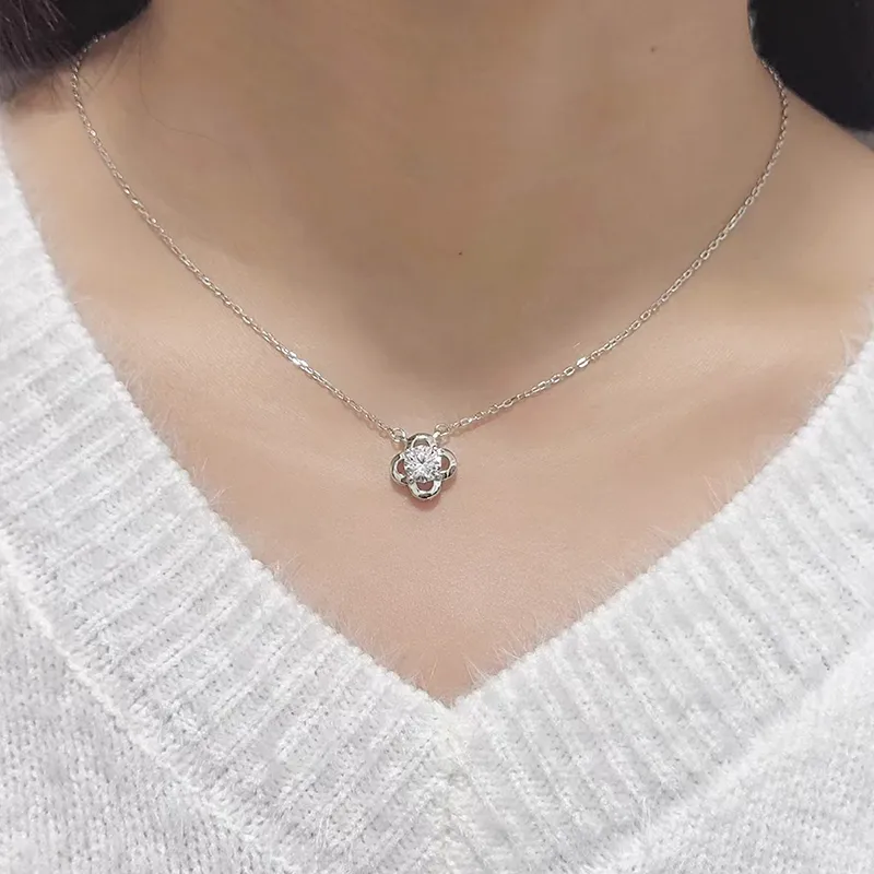 LOULANBOWUGUAN 925 Sterling Silver Zircon Necklaces Women's Silver Rose Gold-3