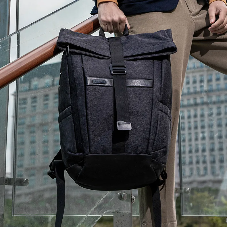 SUBURBIA Polyester Laptop Backpack Large Size Unisex Black/Gray-7