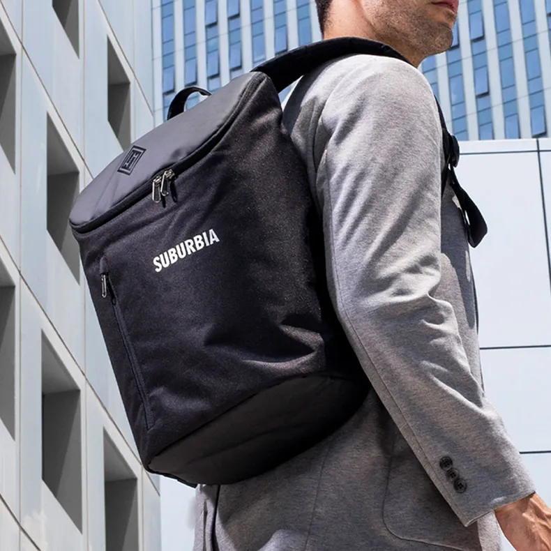 SUBURBIA Polyester Backpack Medium Size Unisex Black-5