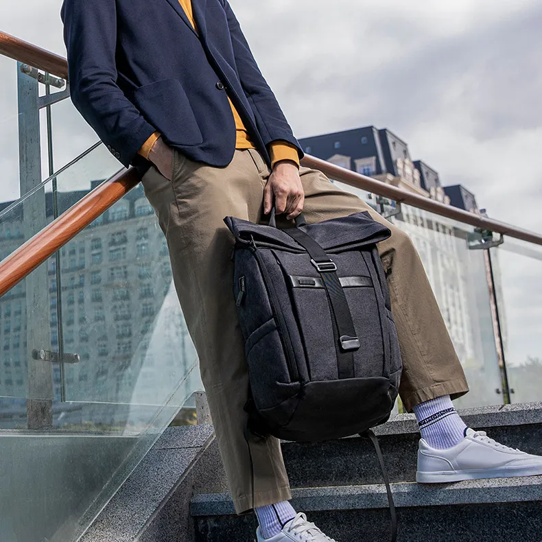 SUBURBIA Polyester Laptop Backpack Large Size Unisex Black/Gray-6
