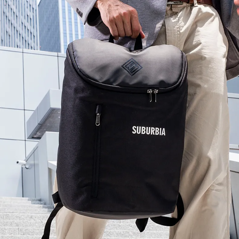 SUBURBIA Polyester Backpack Medium Size Unisex Black-4