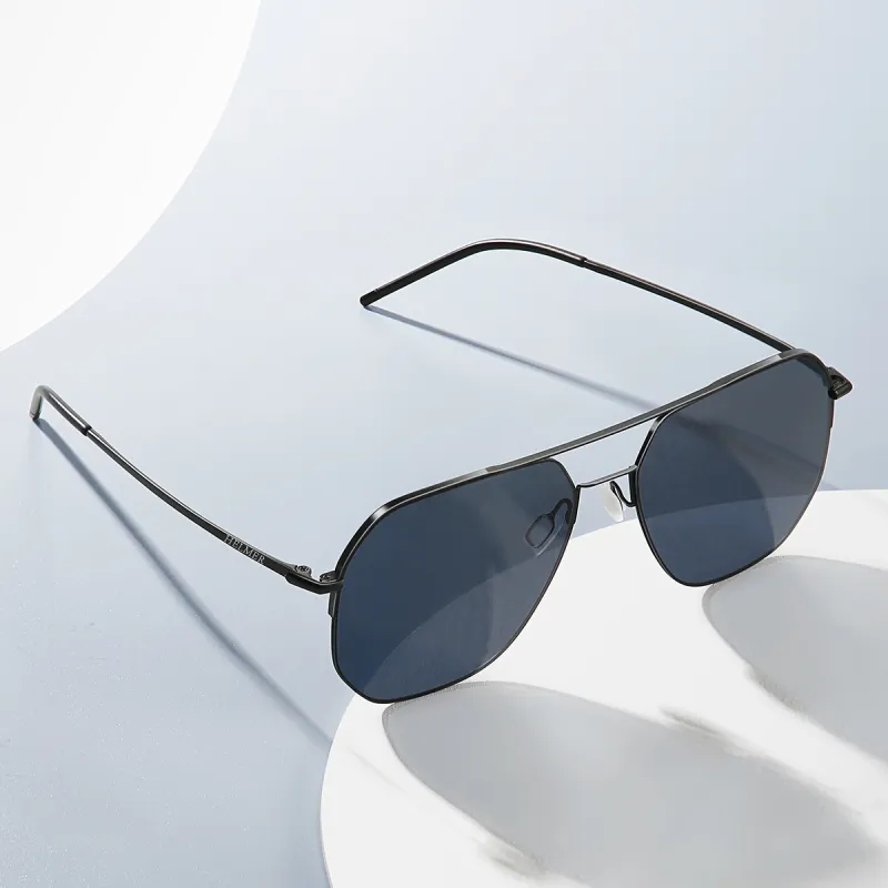 HELMER Alloy Irregular Shape Sunglasses Unisex Sky Black Tech Blue Shimmering Silver-1