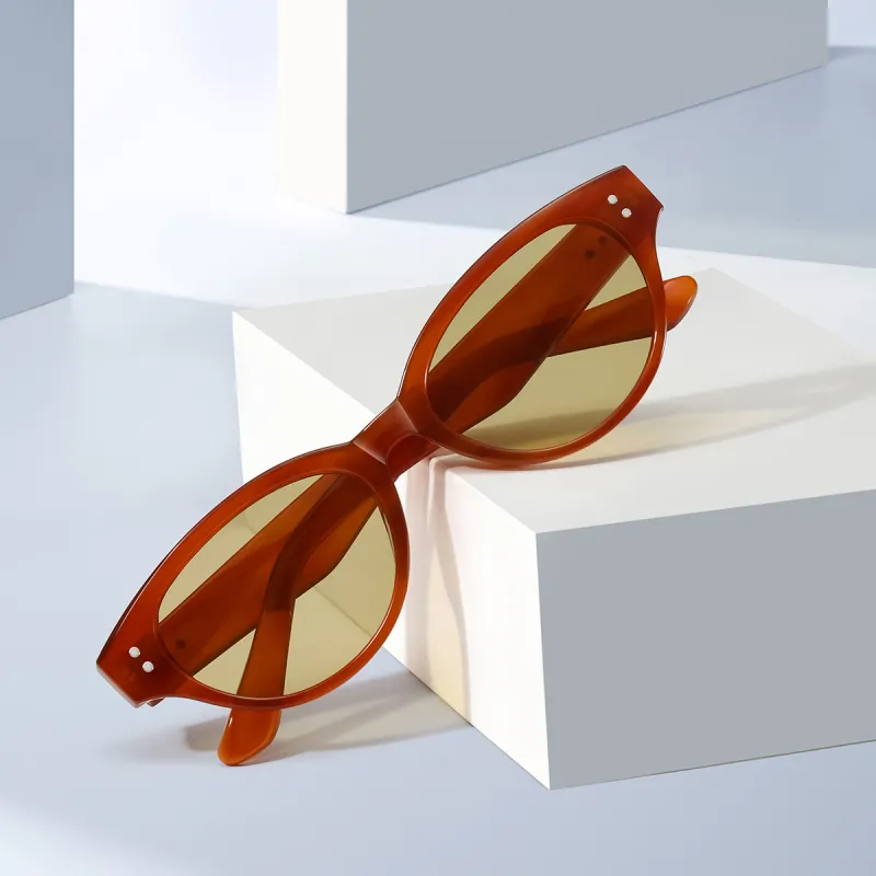 HELMER PC Irregular Shape Sunglasses Unisex Caramel Orange, Shuikong Black, Dusty Pink, Solid White-2