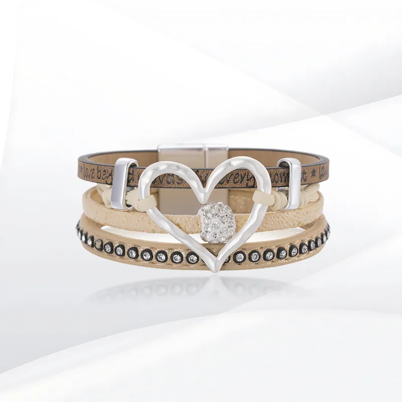 SHEEHHYY Alloy/Leather/Rhinestone Bangles Unisex-3