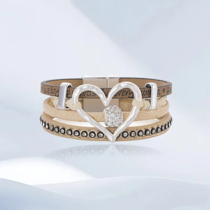 SHEEHHYY Alloy/Leather/Rhinestone Bangles Unisex-2
