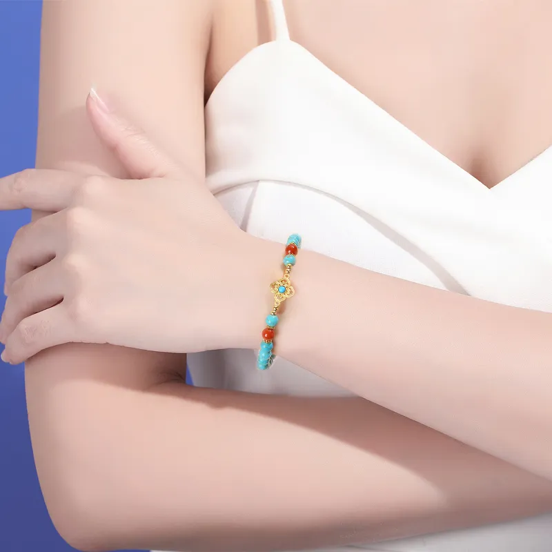 SHEEHHYY Blue Turquoise Bracelets Women's-1