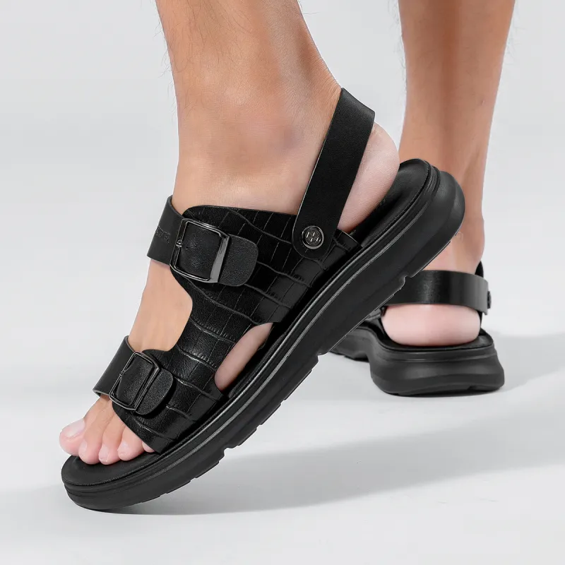 Dance With Wolves Beach Sandals Men's Black-7