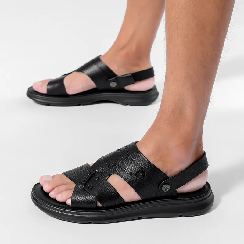 Dance With Wolves Beach Sandals Men's Black-7