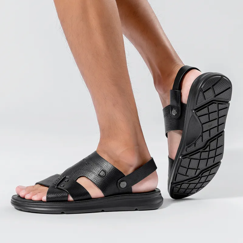 Dance With Wolves Beach Sandals Men's Black-5