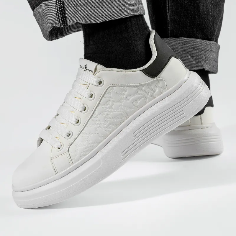 Dance With Wolves Low Top Skateboard Shoes Men's White Black-5