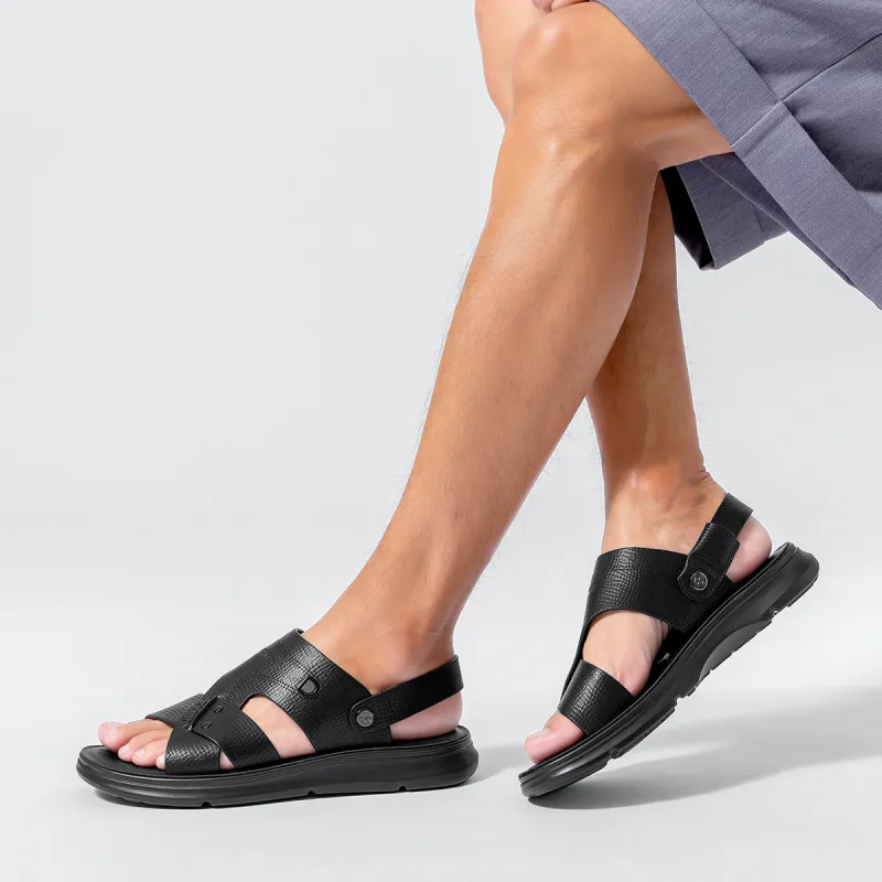 Dance With Wolves Beach Sandals Men's Black-6