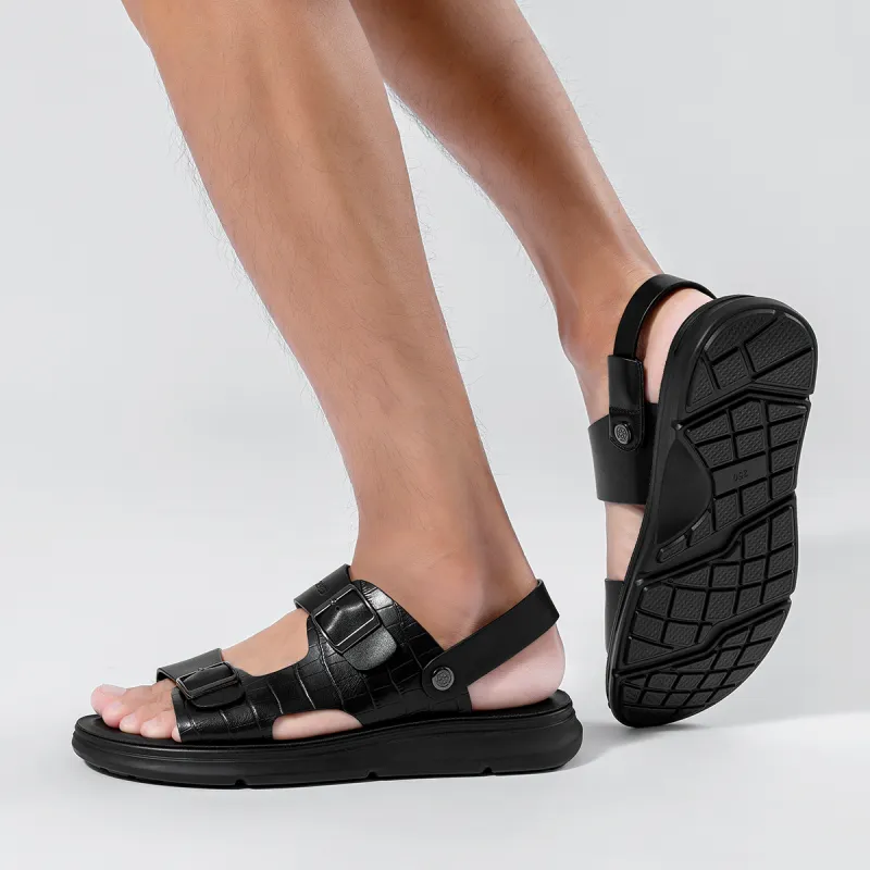 Dance With Wolves Beach Sandals Men's Black-6