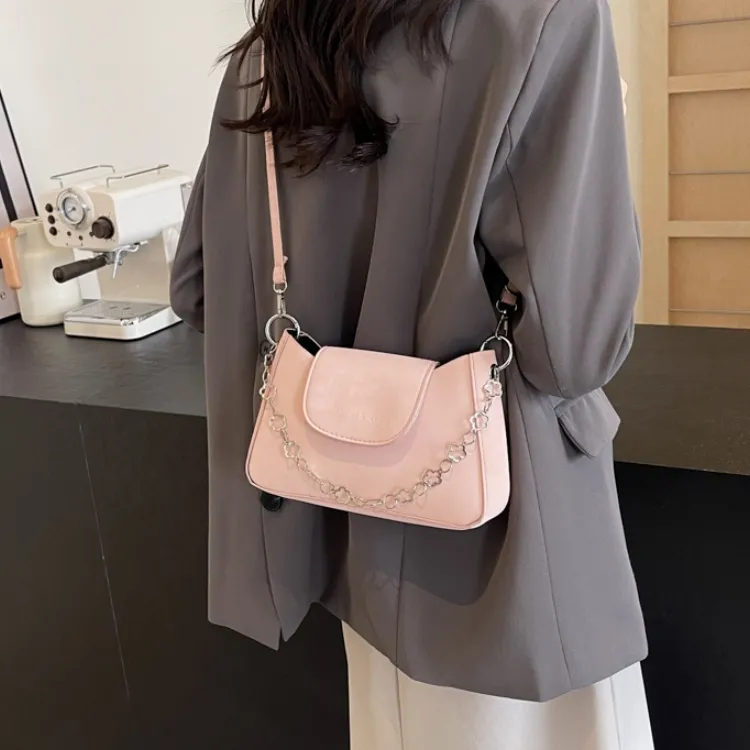 RIVMIND PU Crossbody One Shoulder Handbags Regular Women's Ecru/Black/Pink-13
