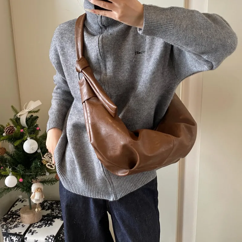 RIVMIND PU Dumpling Bag, Crossbody Bag, Shoulder Bag Women's Black/Khaki/Coffee/Brown-20