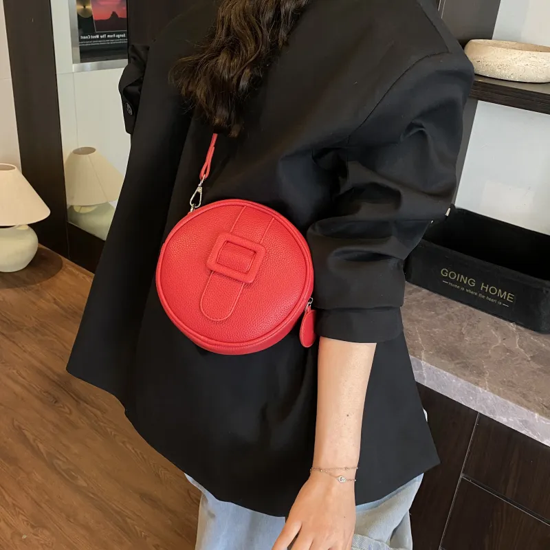 RIVMIND PU Round Bag, Crossbody Bag, Shoulder Bag Women's Red/White/Yellow/Black/Pink-3