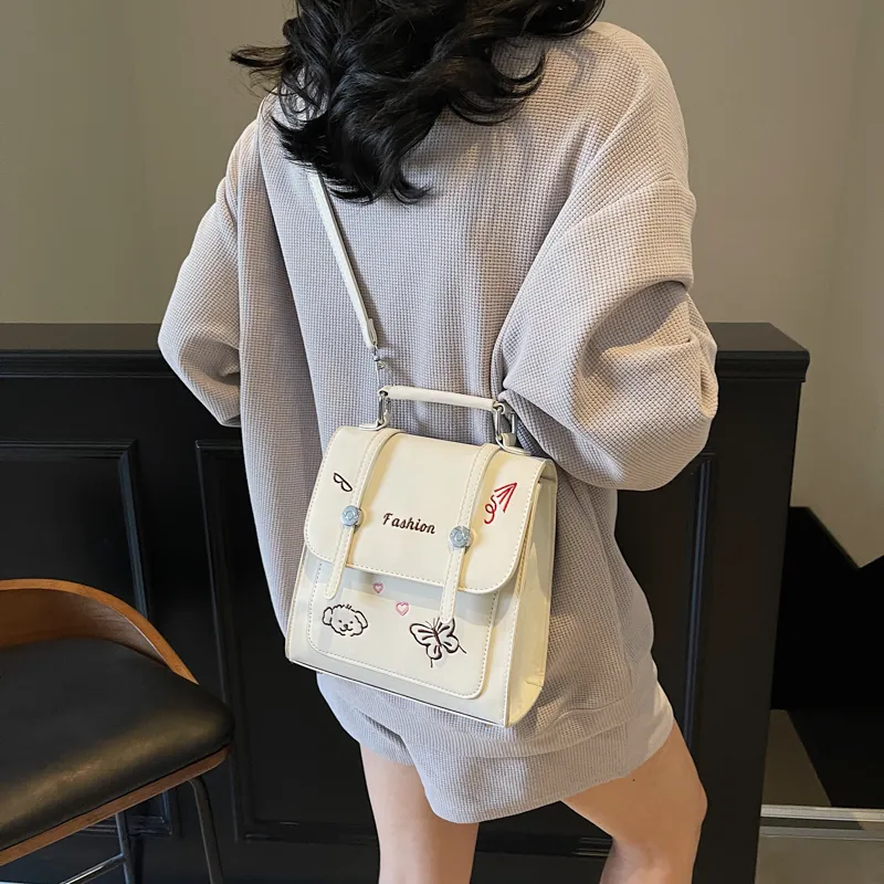 RIVMIND PU Backpack Women's White/Pink/Blue/Black-3
